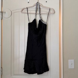 Black Satin Mini Dress